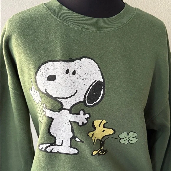 Peanuts Green Sweatshirt with Snoopy and Woodstock - Picture 2 of 7